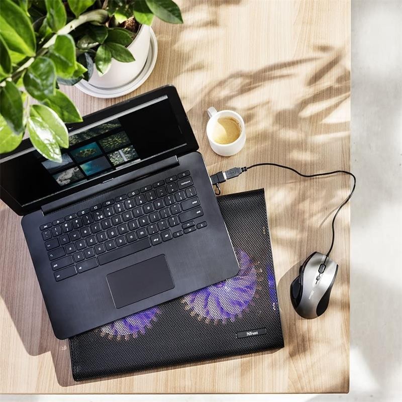SOPORTE + VENTILADOR NOTEBOOK TRUST HASTA 17.4" BLACK
