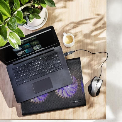 SOPORTE + VENTILADOR NOTEBOOK TRUST HASTA 17.4" BLACK