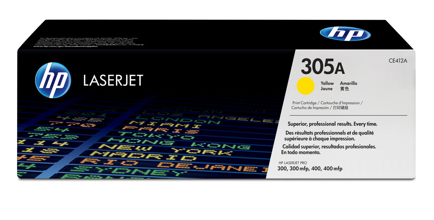HP CE412A Yellow Original Toner Cartridge - 305A. 2,600 Pages