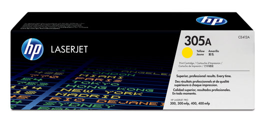 HP CE412A Yellow Original Toner Cartridge - 305A. 2,600 Pages