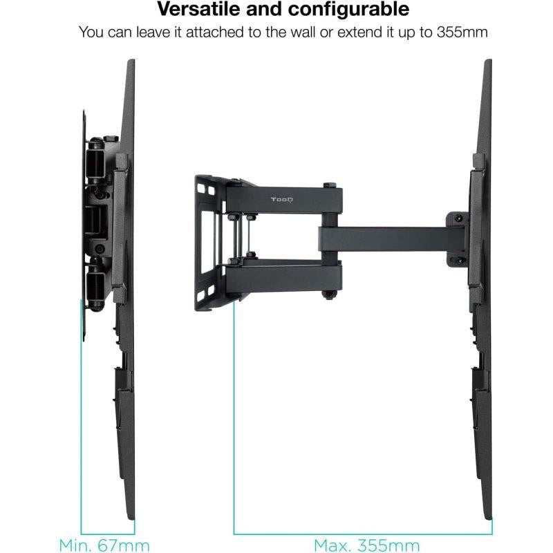 SOPORTE TV MONITOR TOOQ 37-80 40KG INCLINABLE/GIRATORIO BLACK