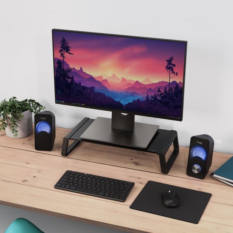SOPORTE SOBREMESA TRUST MONTA TV/MONITOR CRISTAL ERGONOMIC BLACK