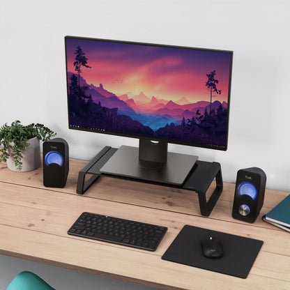 SOPORTE SOBREMESA TRUST MONTA TV/MONITOR CRISTAL ERGONOMIC BLACK