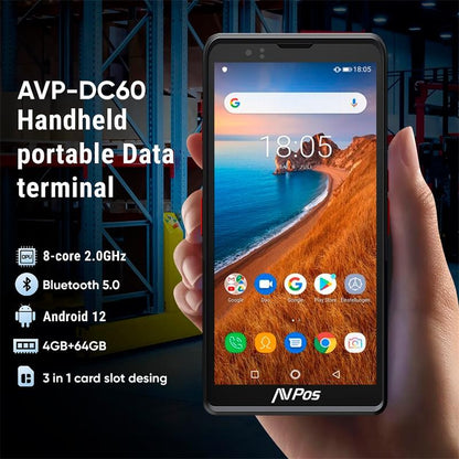 CAPTURADOR PDA AVPOS DC60 6" OCTA/4GB/64GB/NFC/2D/4G/FUNDA ANDROID