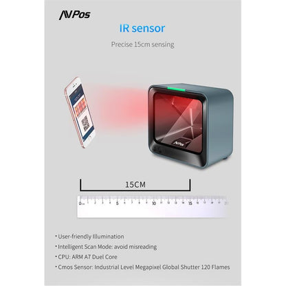 LECTOR AVPOS CODIGOS 1D +2D + QR BP760 OMNIDIRECCIONAL SOBREMESA USB