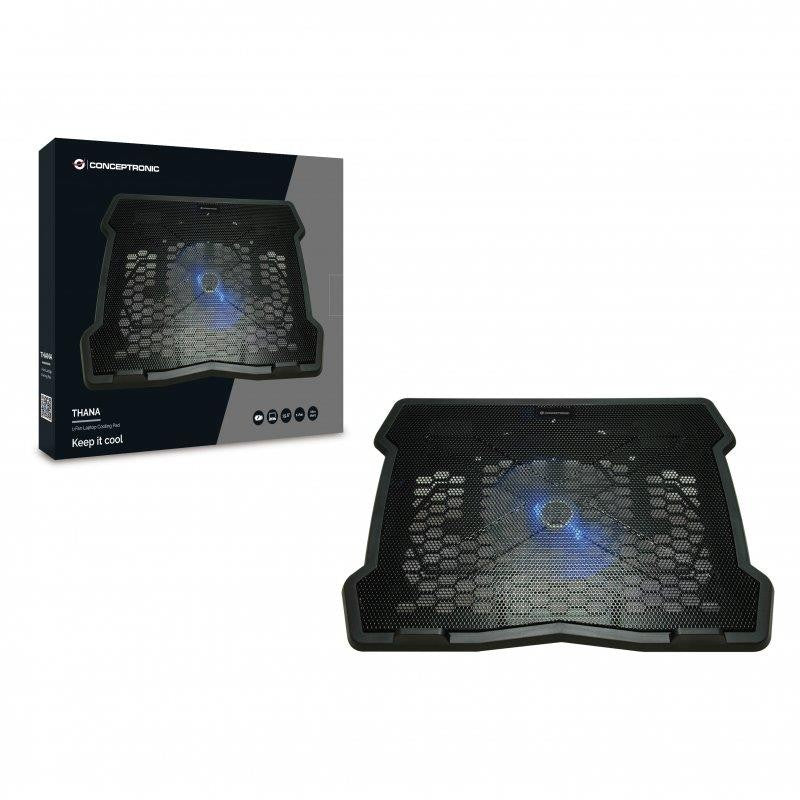 SOPORTE REFRIGERADOR NOTEBOOK CONCEPTRONIC ALUMINIO 15.6" ERGONOMICO BLACK