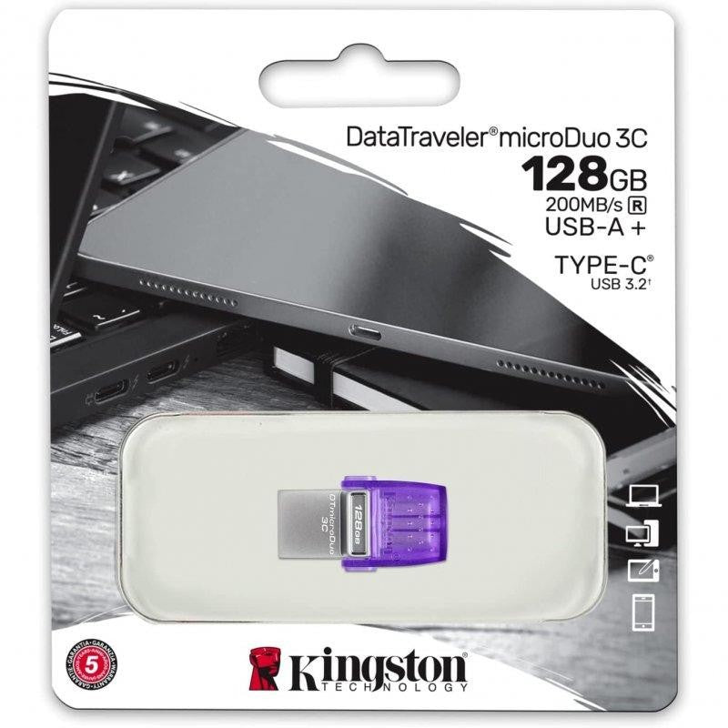PEN DRIVE 128GB KINGSTON USB-A/USB-C 3.2 PURPLE