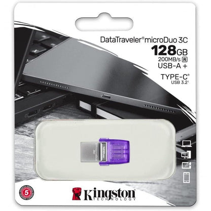 PEN DRIVE 128GB KINGSTON USB-A/USB-C 3.2 PURPLE