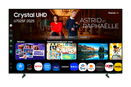 Televisor 55' U7025f Crystal Ultra HD 4k Resolucion 3840x2160 50Hz Hdr10+ Smart Tv Sintonizadores Dvb-T2 Dvb-C 3xHDMI Ethernet Wifi 5 Bluetooth 5.3 1xUSB 2.0 Peso 11.8kg Vesa 200x200 Sistema Operativo Tizen