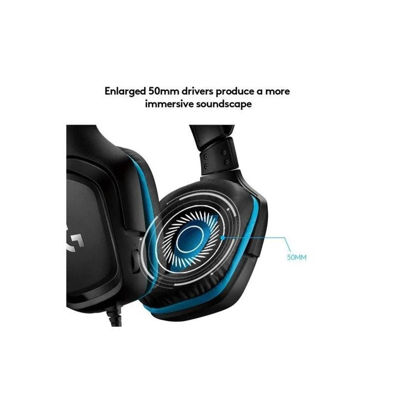 AURICULARES + MICROFONO LOGITECH GAMING G432 USB  DTS 7.1 BLACK/BLUE