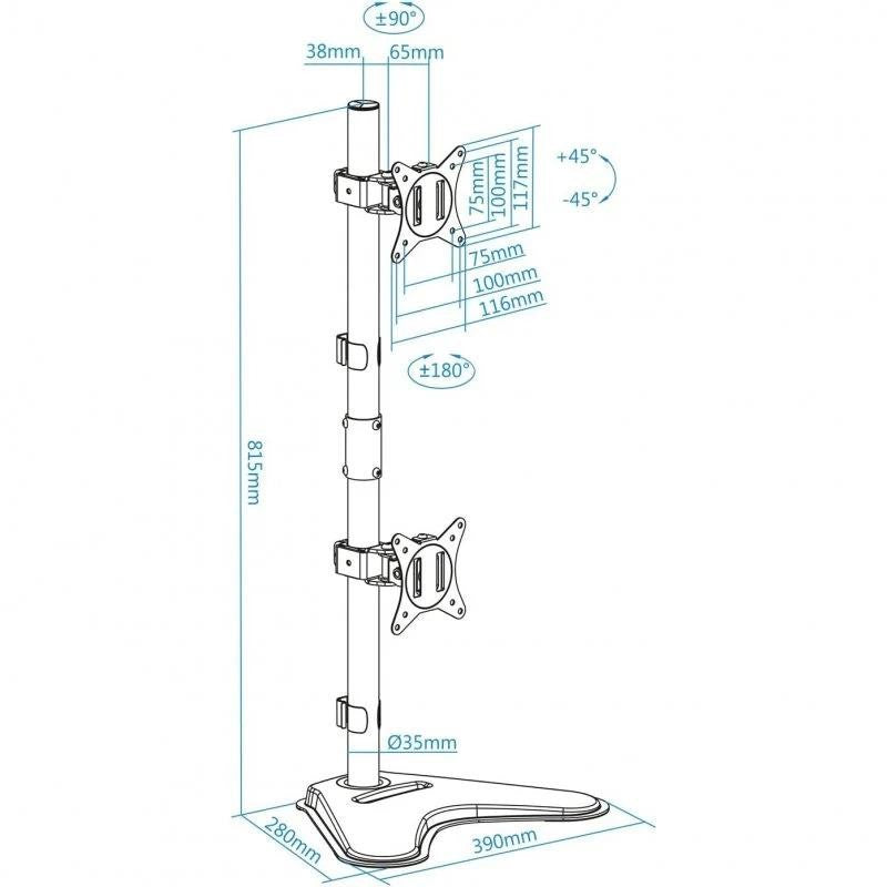 SOPORTE DE SOBREMESA MONITOR TOOQ 17"-32" 9KG 2 BRAZOS VERTICAL GIRA/INCLI
