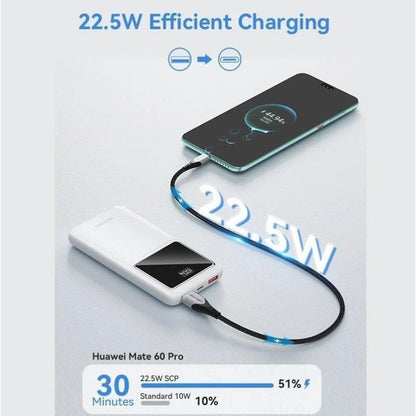 POWERBANK VENTION 10000MAH 2XUSB-A + USB-C LED DISPLAY 22.5W BLACK