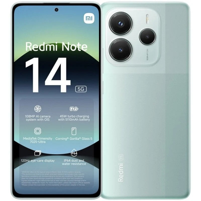 SMARTPHONE XIAOMI REDMI NOTE 14 6.67" 6GB/128GB/108MP/NFC/5G GREEN