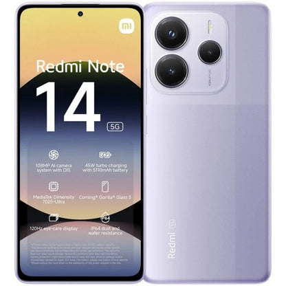 SMARTPHONE XIAOMI REDMI NOTE 14 6.67" 6GB/128GB/108MP/NFC/5G PURPLE