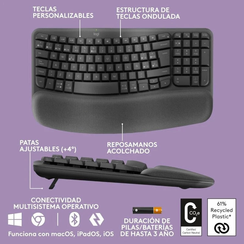 TECLADO LOGITECH  WAVE KEYS BLUETOOTH BLACK