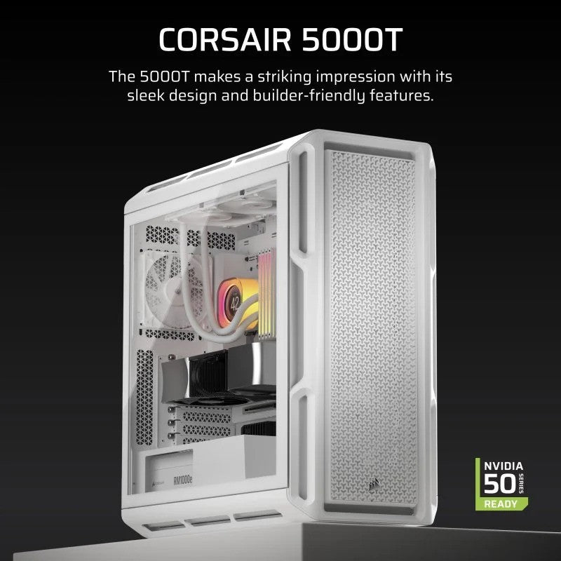 CAJA ORDENADOR GAMING CORSAIR 5000T CRISTAL TEMPLADO WHITE