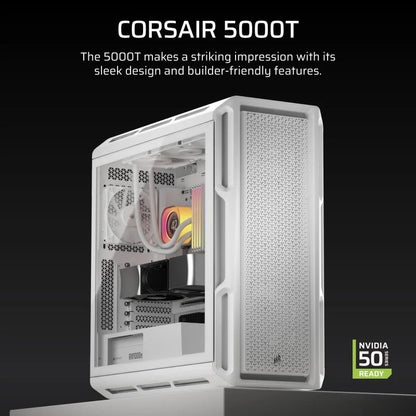 CAJA ORDENADOR GAMING CORSAIR 5000T CRISTAL TEMPLADO WHITE