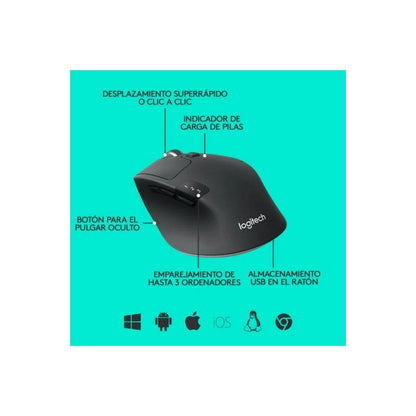 RATON LOGITECH TRIATHLON M720 WIRELESS BLUETOOTH 1000DPI BLACK
