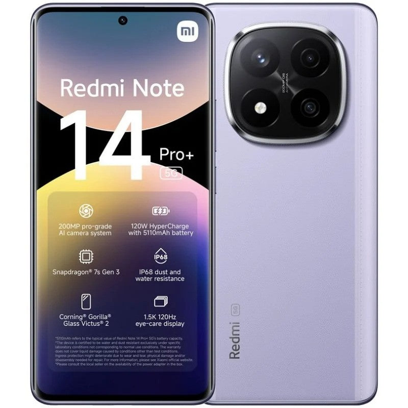 SMARTPHONE XIAOMI REDMI NOTE 14 PRO+ 6.67" 12GB/512GB/200MP/NFC/5G LAVANDER PURPLE
