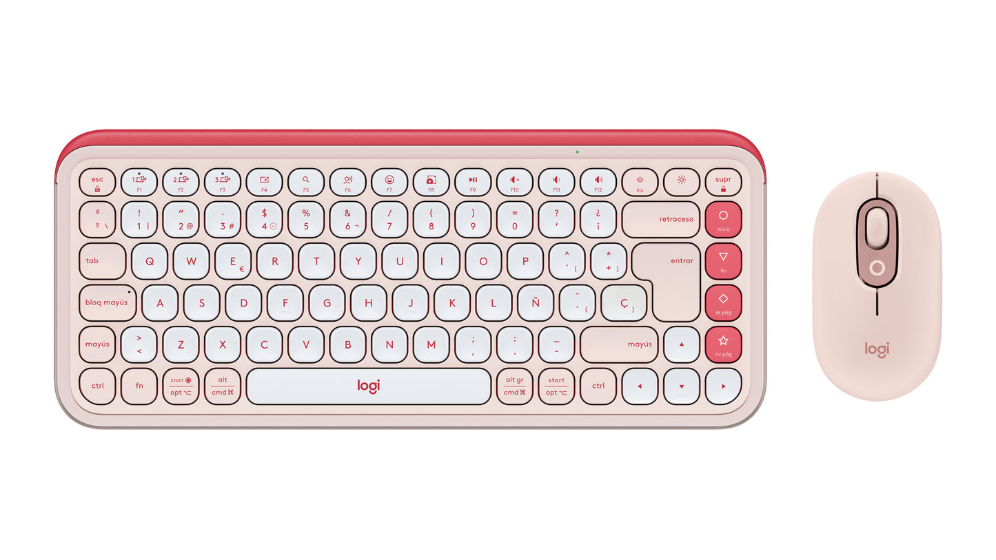 KEYBOARD + MOUSE LOGITECH POP ICON WIRELESS ROSE/WHITE