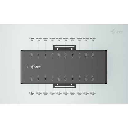 HUB USB-C/USB-A I-TEC 20 PUERTOS USB-C 15W BLACK