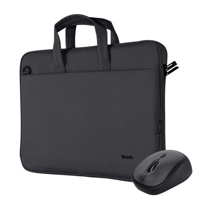 MALETIN TRUST BOLOGNA 16" BLACK + RATON WIRELESS SILENT BLACK