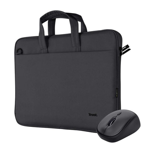 MALETIN TRUST BOLOGNA 16" BLACK + RATON WIRELESS SILENT BLACK