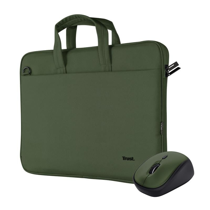 MALETIN TRUST BOLOGNA 16" GREEN + RATON WIRELESS SILENT GREEN