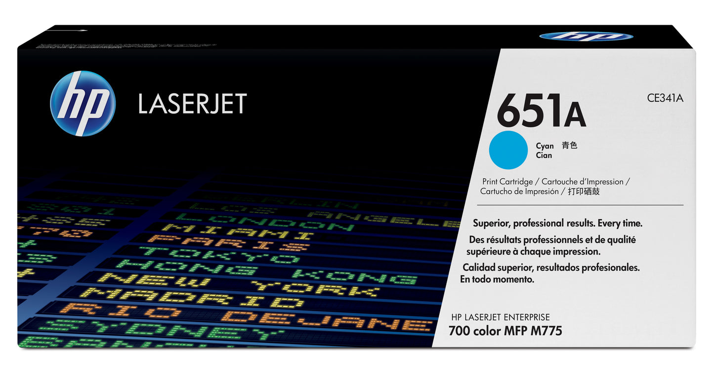 Toner HP LaserJet 651A Cian 16000 páginas (CE341A)