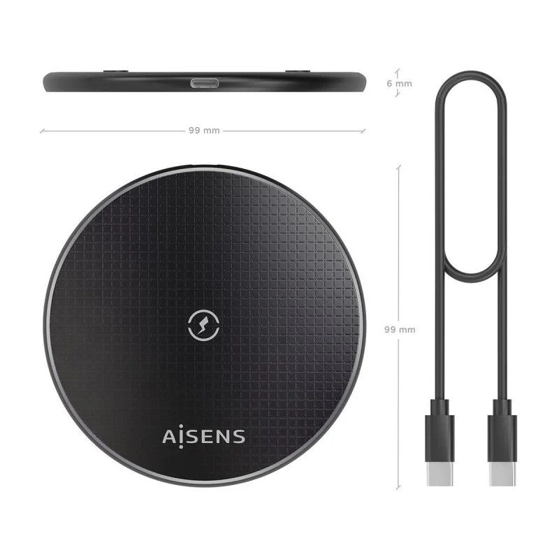 BASE DE CARGA AISENS WIRELESS SMARTPHONE 15W BLACK
