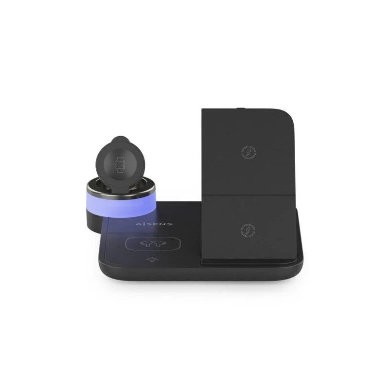 BASE CARGADOR AISENS SMARTPHONE/APPLE WATCH/AURICULARES WIRELESS 15W USB-C BLACK