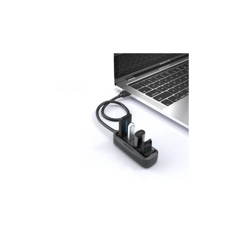 HUB USB-A 2.0 VENTION 4 PUERTOS USB-A 2.0 0.15M BLACK