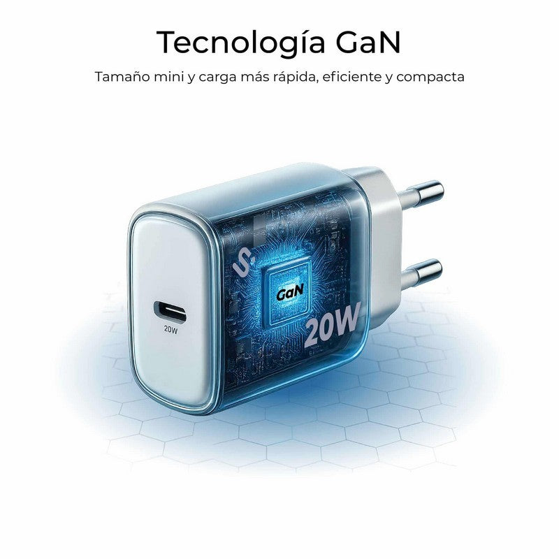 CARGADOR DE PARED SUBBLIM GAN USB-C 20W WHITE