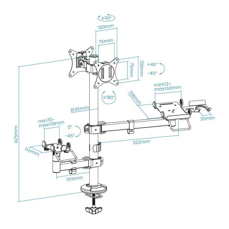 SOPORTE DE MESA AVPOS 4-1 PARA TPV/MONITOR/IMPRESORA/DATAFONO