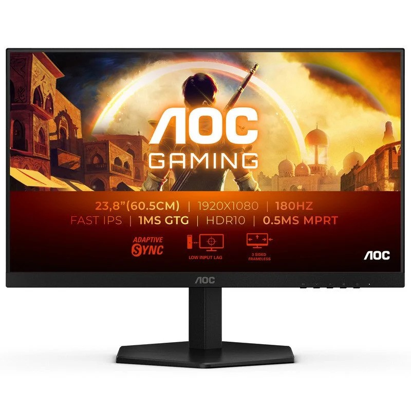 MONITOR GAMING AOC 24" FHD IPS 180HZ  HDMI DISPLAYPORT BLACK