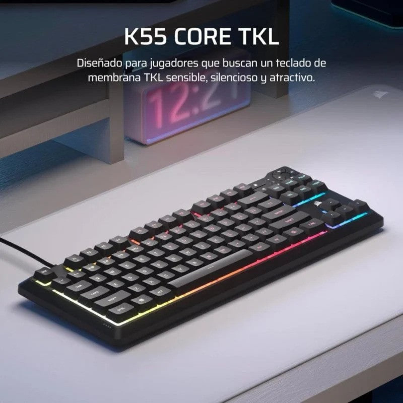 TECLADO GAMING CORSAIR K55 TKL USB ICUE RGB BLACK