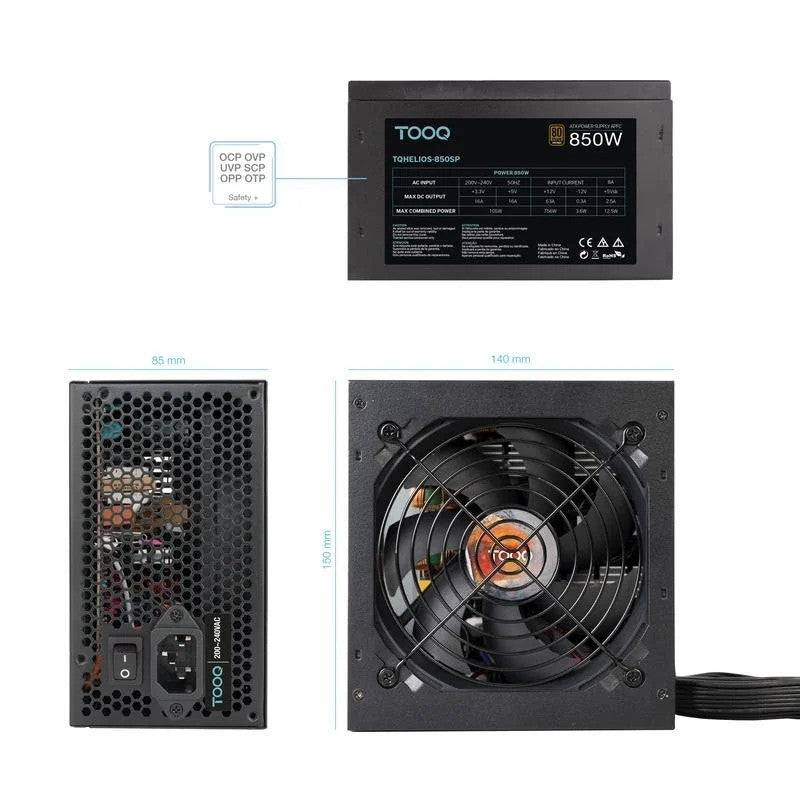 FUENTE DE ALIMENTACION TOOQ HELIOS 850W ATX APFC 80+ BRONZE