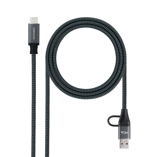 Nanocable USB-C a USB-A+USB-C/M 1m