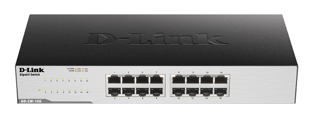 Switch D-Link 16xRJ45 GbE Rack 1U Negro (GO-SW-16G)