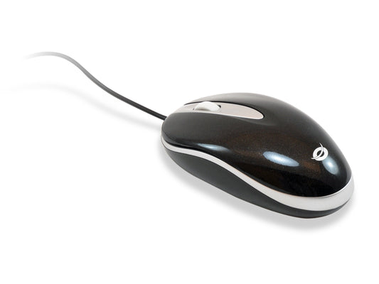 Ambidextrous black USB optical wired mouse