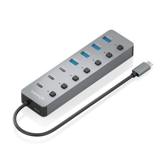 Hub AISENS USB-C a 4xUSB-A/3xUSB-C Gris