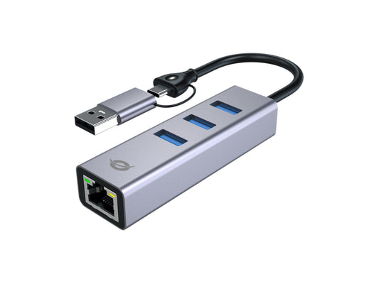 CONCEPTRONIC USB-A/C to 3USB-A/1RJ45 Adapter (ABBY25G)