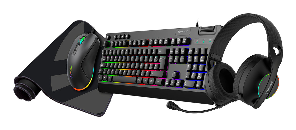 Pack Gaming UNYKA NOVA 4en1 RGB Negro (UK594008)