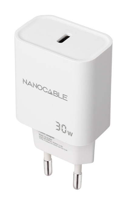 Cargador Pared Nanocable 1xUSB-C Blanco (10.10.2009)
