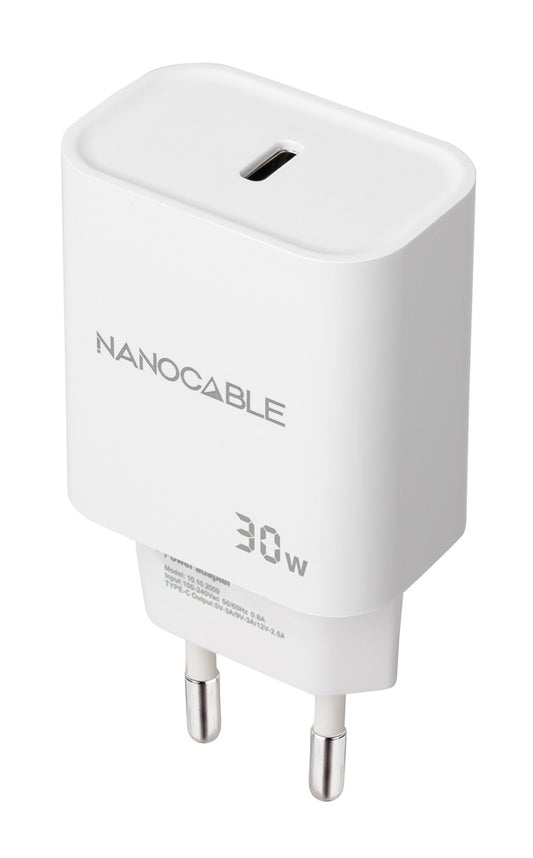Cargador Pared Nanocable 1xUSB-C Blanco (10.10.2009)