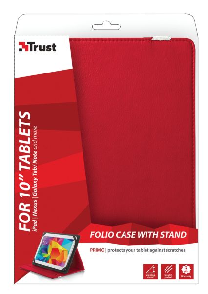 Funda Trust Primo 10" Poliuretano Folio Roja (20316)