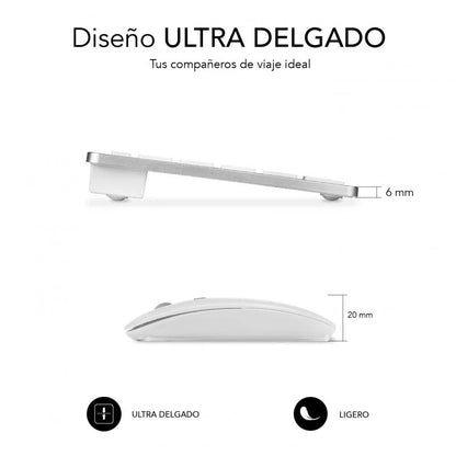 TECLADO + RATON SUBBLIM MULTIDISPOSITVO WIRELESS WHITE/SILVER