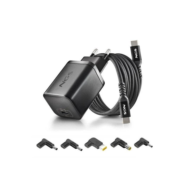 CARGADOR DE PORTATIL LENOVO NGS BUD GAN USB-C 65W 5 CONECTORES + CABLE 1.5M USB-C BLACK