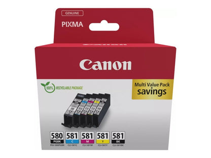 Canon PGI580/CLI581 Pack de 5 Cartuchos de Tinta Originales - 2078C007. 1x 11.2 ml / 4x 5.6 ml