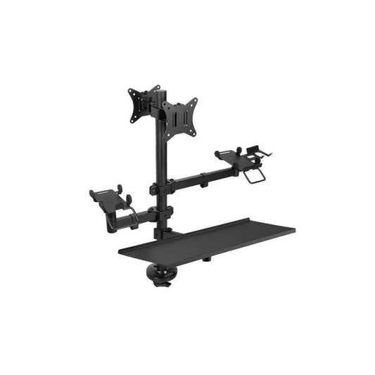 SOPORTE DE MESA TOOQ MONITOR + IMPRESORA + TERMINAL + BANDEJA TECLADO 17-32 2 BRAZOS BLACK